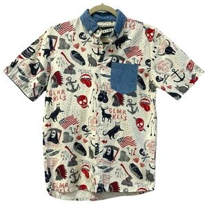 Glamour Kills Men’s Glory Daze Short Sleeve Button Down‎ Shirt  Sz XS
